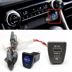 Car Fast Charger QC3.0 USB Type-c Interface Adapter Charging Interface Socket for Toyota Rav4 2020 2021 Auto Accessories