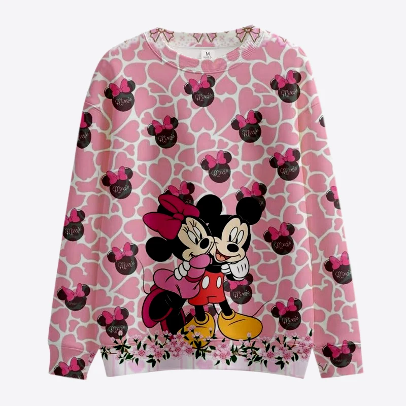 2022 outono harajuku disney mickey e minnie em torno do pescoço moda casual feminino camisola de manga longa senhoras topo y2k