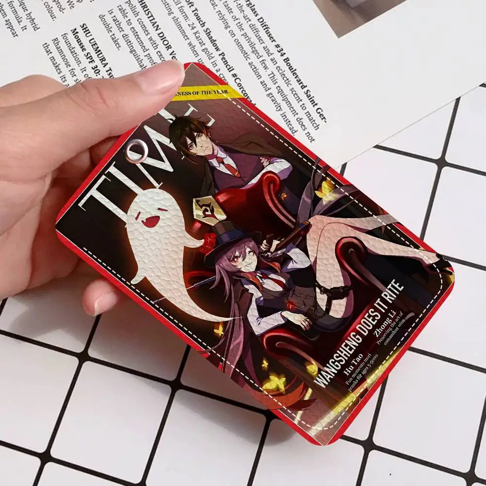 حامل بطاقات مطبوع شخصي من Hu Tao Genshin Impact Wiki مناسب لحامل بطاقات الباب للفتيات وسلسلة مفاتيح حامل شارة للنساء #4