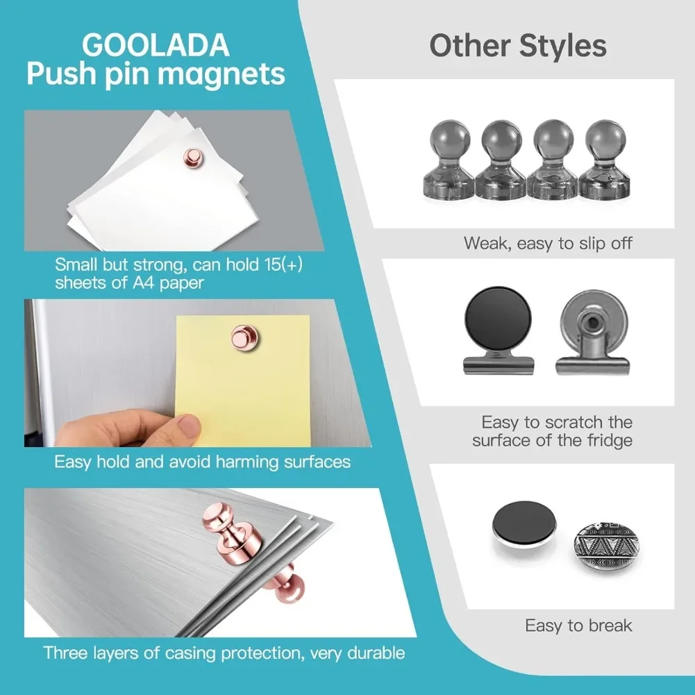 2-15 Pcs Super Strong Neodymium Magnetic Pushpins Sucker Thumbtack Durable Steel Magnet Push Pin for Refrigerator Whiteboard