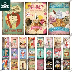 Putuo Decor Summer Dessert Sign Vintage Tin Poster Metal Sign Metal Plate Retro Style Wall Decor Kitchen Cafe Home Decoration