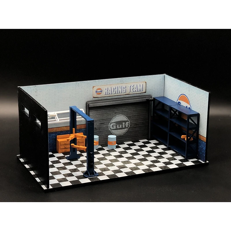 1/64 Model Car Diorama Garage Repair Shop Car Model Parking Lot PVC Simulation Scene Storage Box Display Cabinet Case Toy Gift