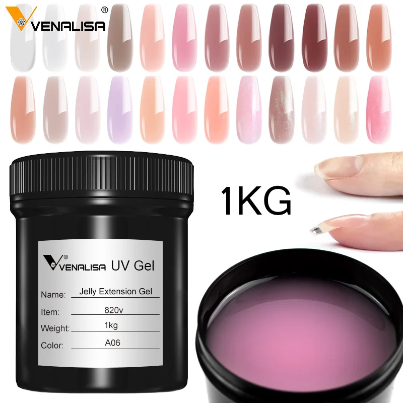 

1L VENALISA Jelly Gel Nail Polish Jelly Pink Nude Color Nail Extension Gel Builder Gum Gel Soak Off UV LED Refillment Package1kg