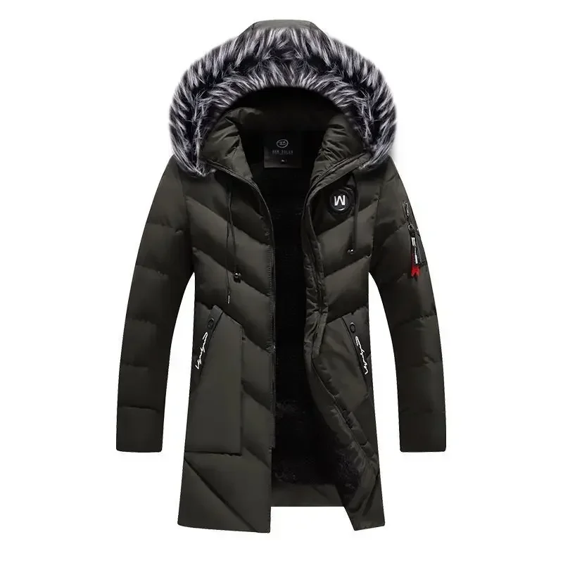 Uomo uomo addensato bianco caldo giacca con cappuccio autunno inverno lungo uomo giacca antivento cappotti parka Multi tasche soprabito imbottito