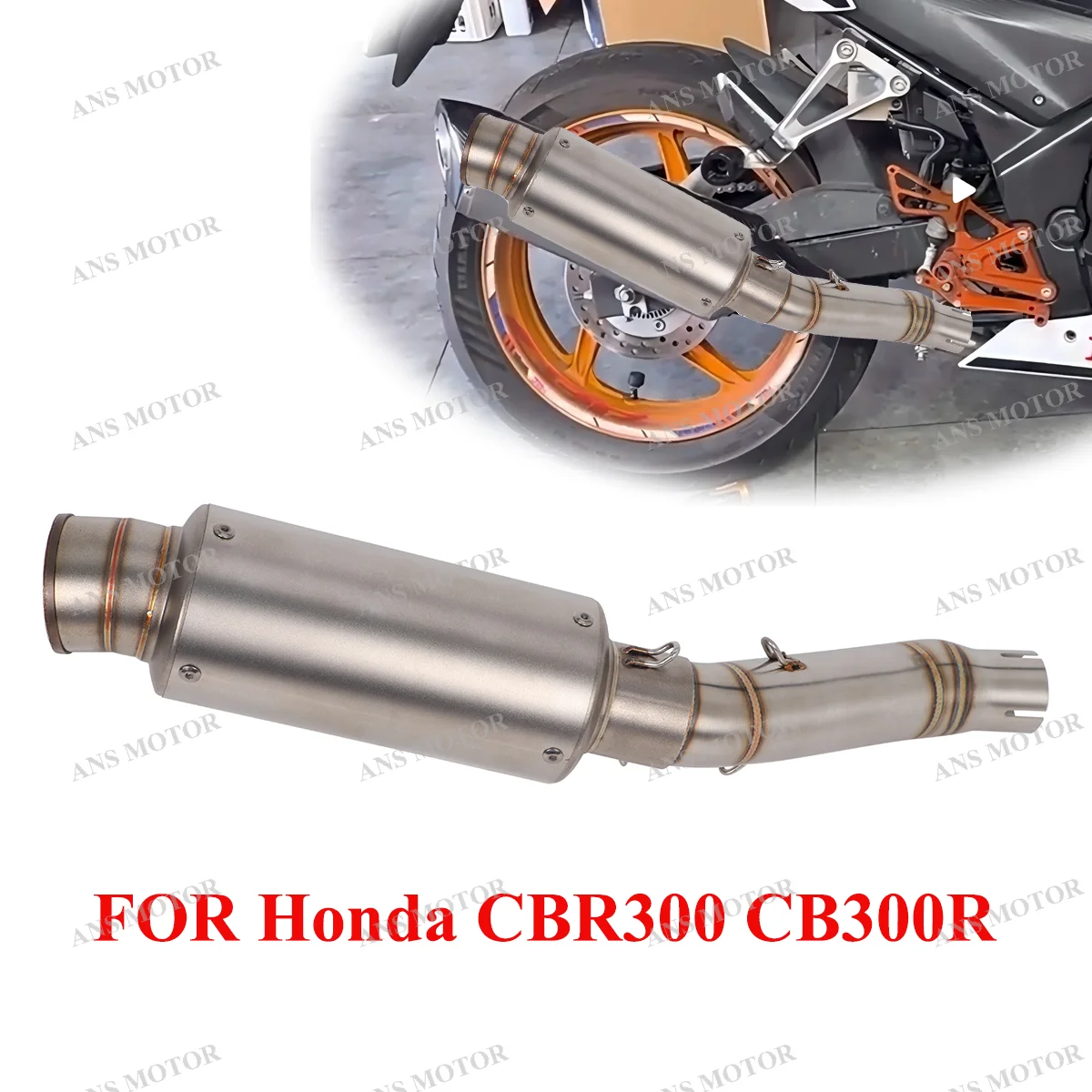 

Slip On For Honda CBR300 CB300R CB300F CBR300R 2012-2024 Motorcycle Exhaust Escape System Middle Link Pipe 51MM CBR300 Exhaust