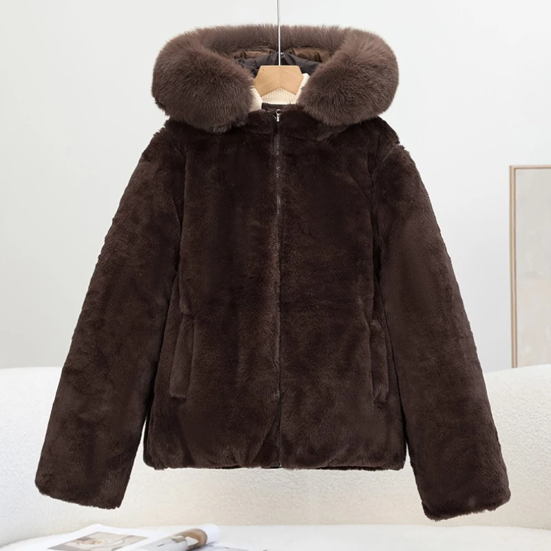 Parkas Women Winter Coat 2026 New Down Cotton Jacket Women Hooded Loose Casual Thicke Imitation Fur Cotton Coat Female Outerwear