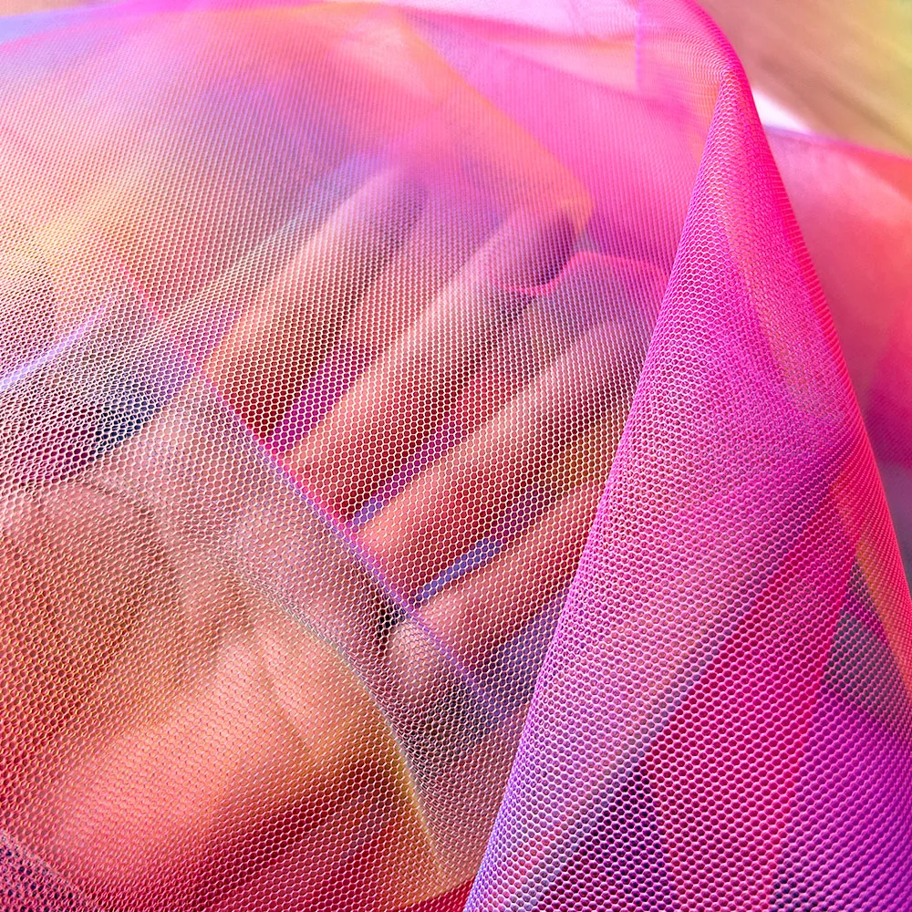 160x90cm Soft Rainbow Tulle Fabric Hexagon Mesh For Tutu Dress Making Photo Background Cloth Wedding Bride Gown Xmas Party Decor
