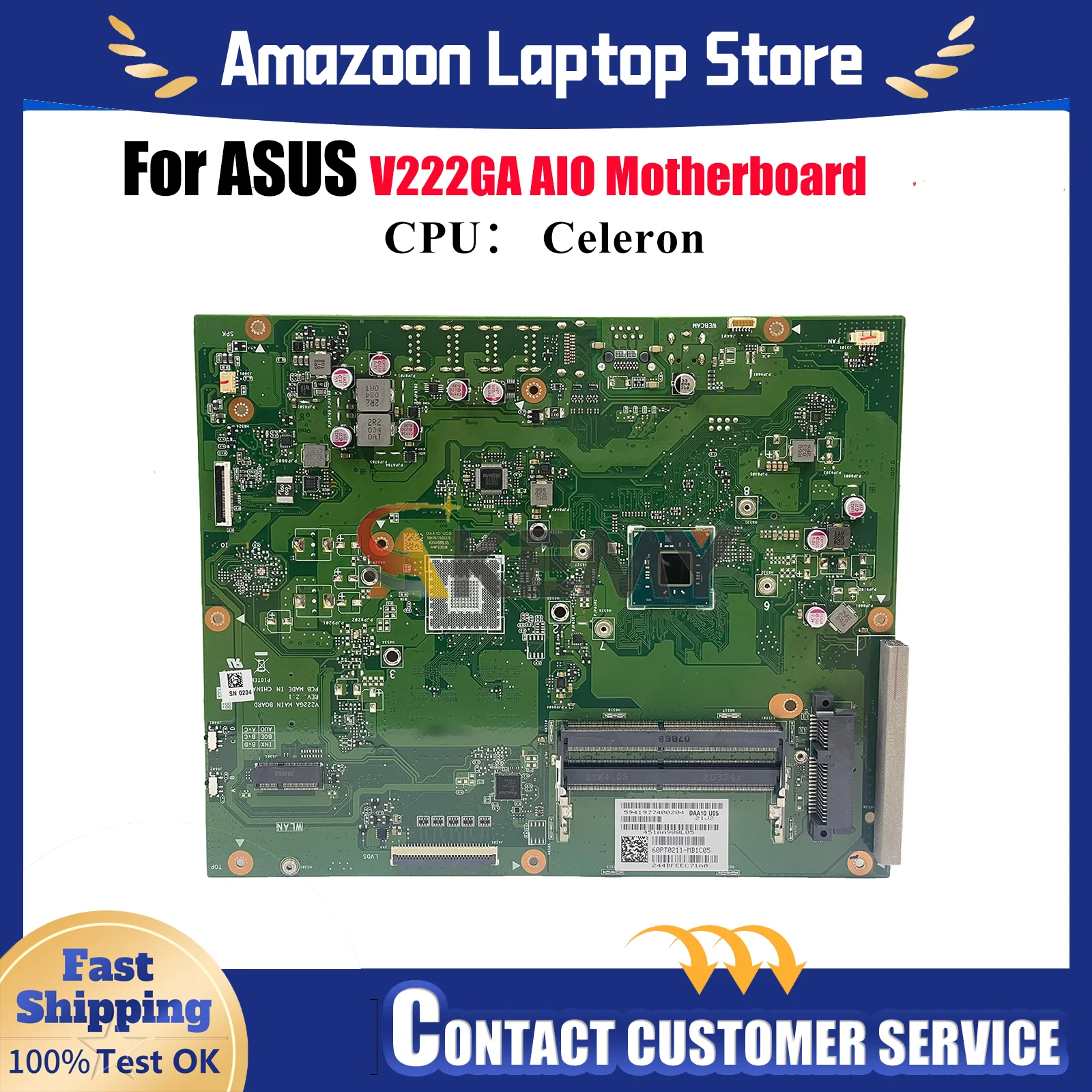

V222GA Motherboard For ASUS Vivo AiO V222G V222GA V222GB Mainboard With Celeron CPU 100% tests OK fast shipping High quality