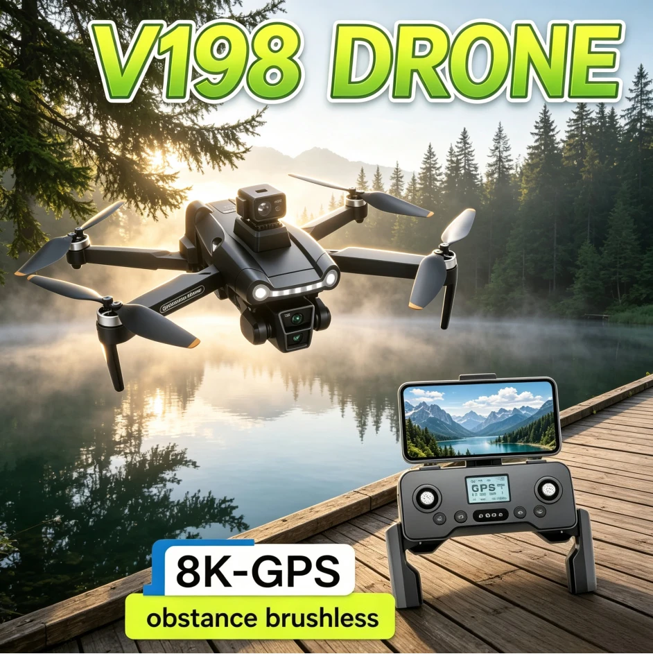 Original V198 GPS Foldable Drone 8K HD Brushless Motor Intelligent Obstacle Avoidance Professional Aerial Photography Quadcopter