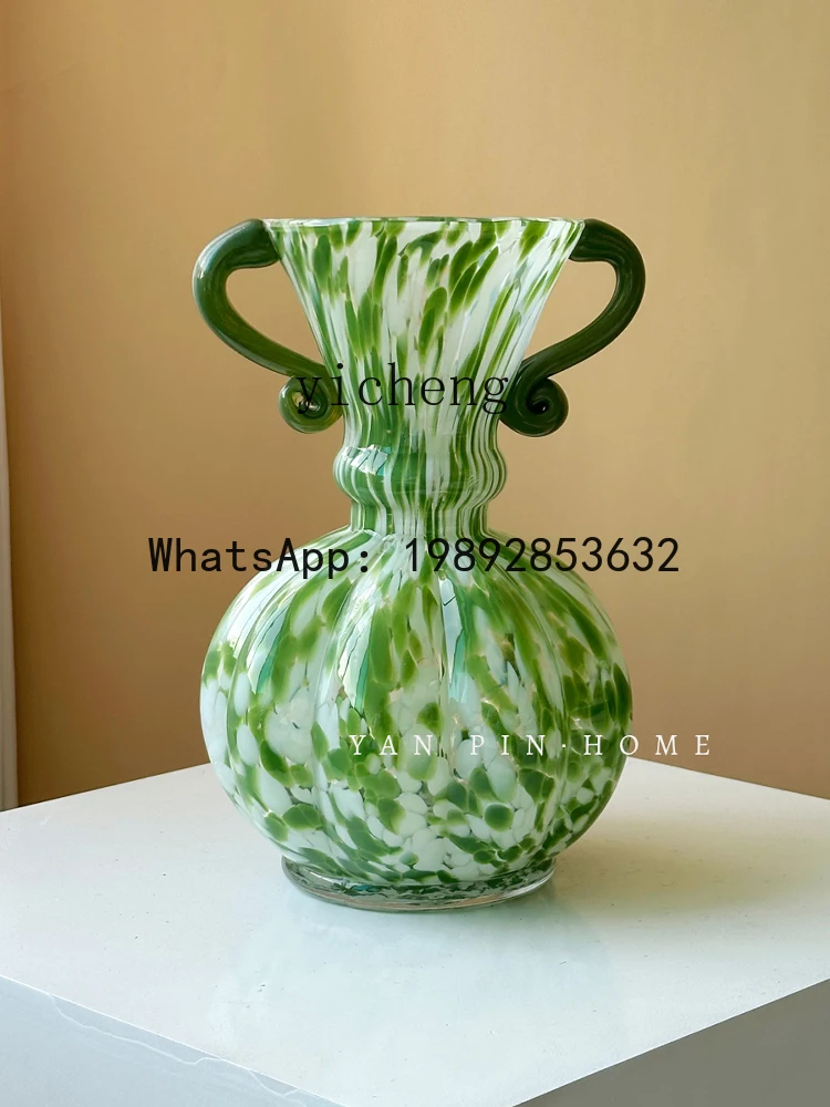 X4  binaural glazed vase fresh home decoration flower arrangement entrance coffee table desktop glass flower ware