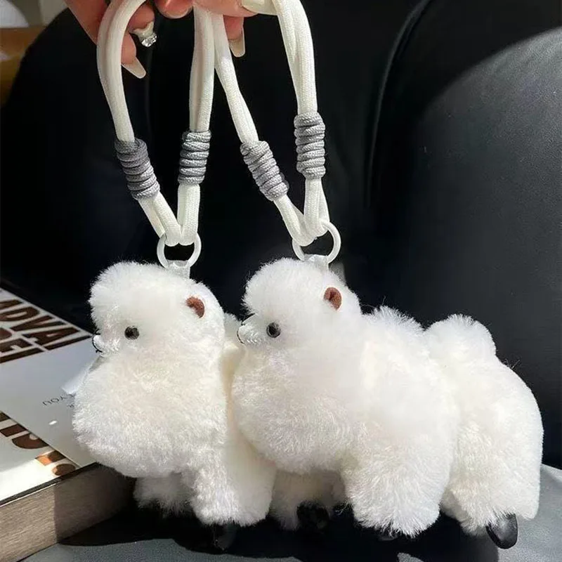Kawaii Alpaca Plush Keychain Squishy Stuffed Animal Bag Charm Pendant for Women Girls Kawaii Mini Alpaca Toy Keyring and Gift