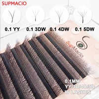Supmacio 2D 3D 4D 5D W pestañas en forma de flor 0,10mm C/D rizo luz suave Natural pestañas individuales 3DW 4DW 5DW YY