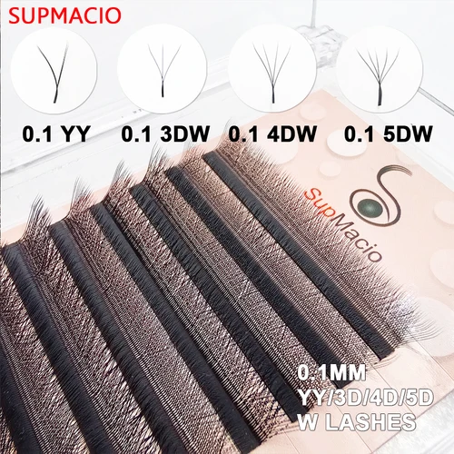 Supmacio 2D 3D 4D 5D W pestañas en forma de flor 0,10mm C/D rizo luz suave Natural pestañas individuales 3DW 4DW 5DW YY
