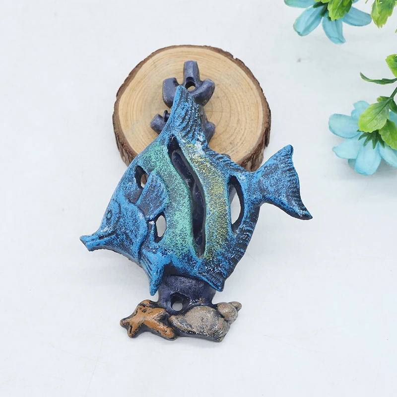 One pc Handmade ironwork tropical fish door knock home retro cartoon courtyard wall hanging decorative arts and crafts door ring