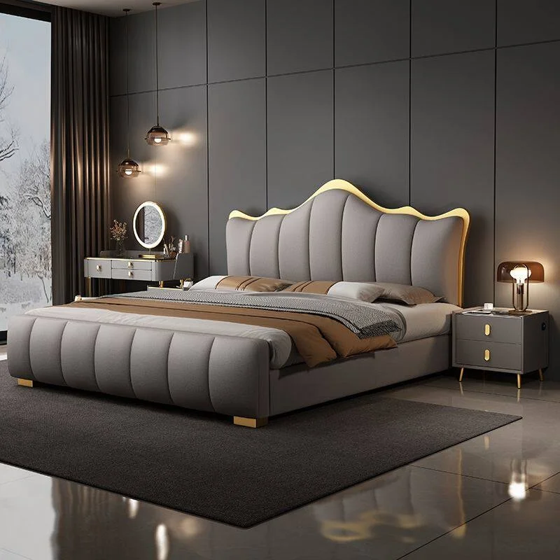

*Luxurious Master room King-Size Modern Minimalist Soft-Upholstered Storage Wedding High-End Elegant Genuine Leather