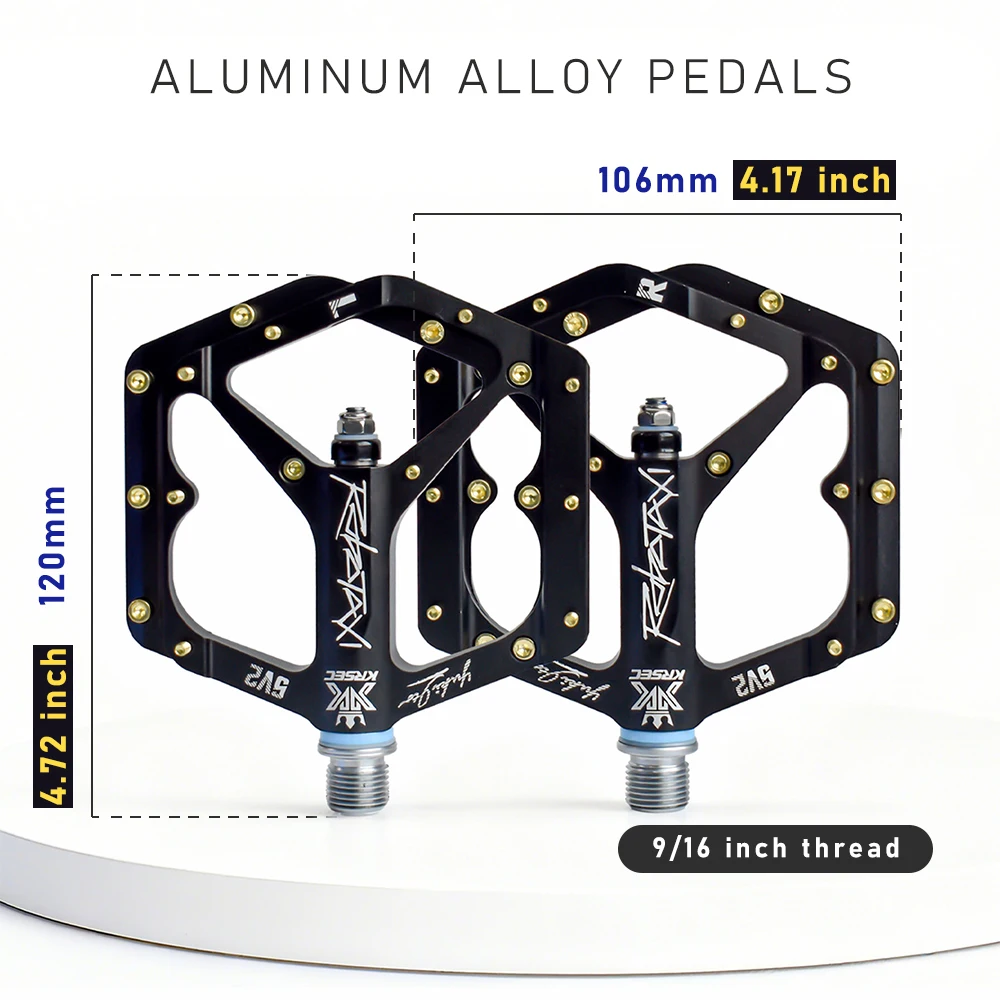 KRSEC Fahrradpedale aus CNC-Aluminiumlegierung, Rutschfest mit DU-Lagern, für MTB und Rennrad, Breite Pedale, Professionelles Fahrradzubehör – Detail 2