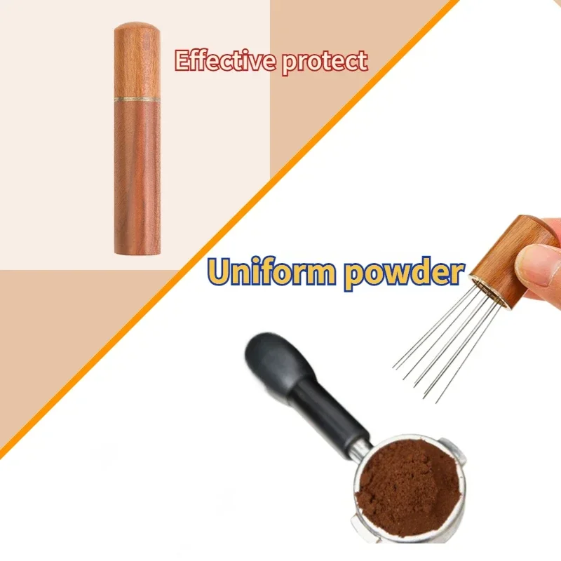 Solid Wood Cloth Powder Needle Stainless Steel Needle Coffee Powder Disperser Stirring Pine Powder Disperser Coffee Accessories