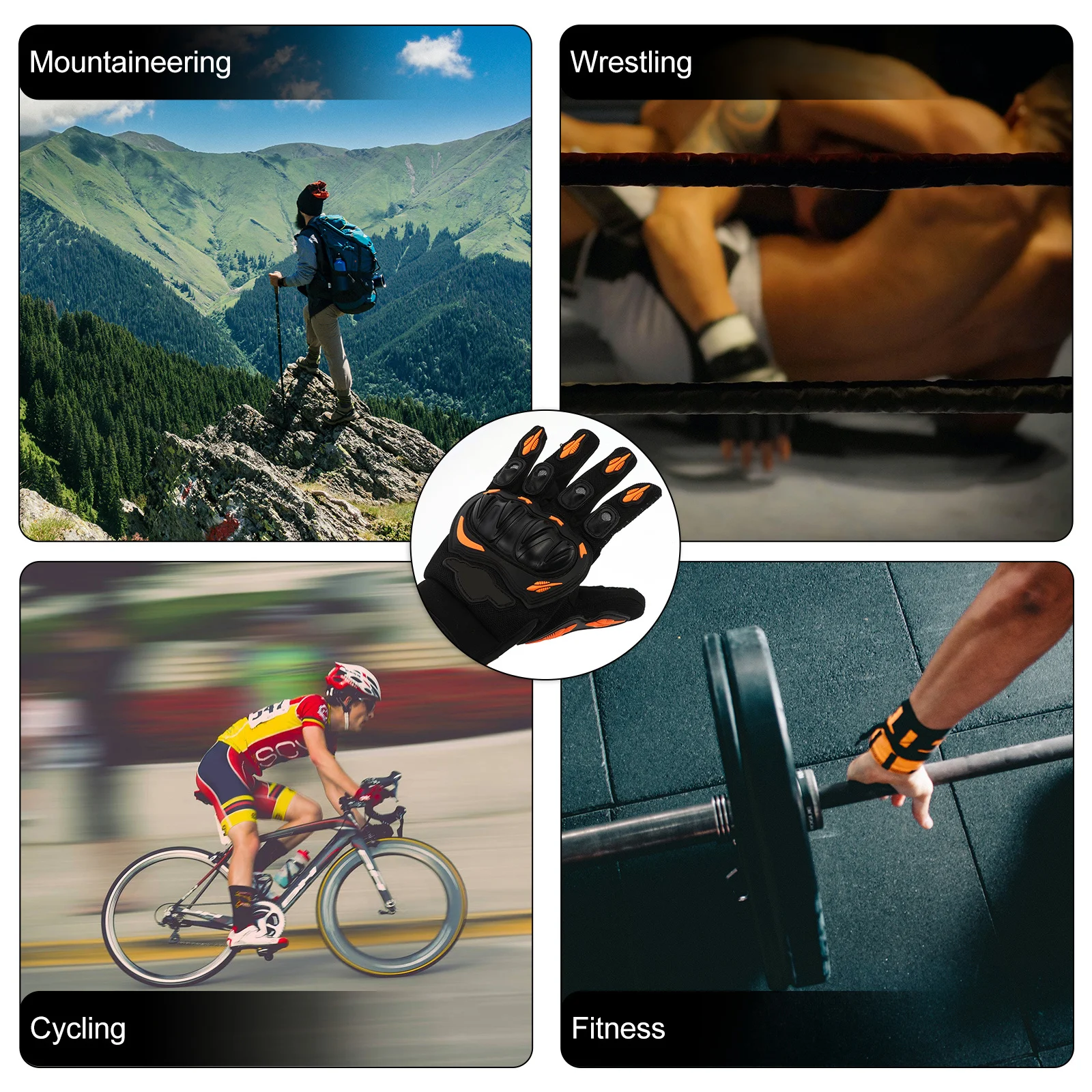 

1 Pair Motorcycle Riding Gloves Full Finger Anti-Slip Windproof Cycling Gloves For Men Women Outdoor Sports (Orange)