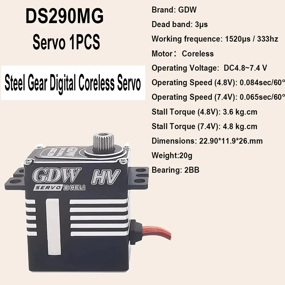 GDW DS290MG GDW DS595MG HV Medium Digital Metal Servo Helicopter Parts for 450 450L X3 380 420