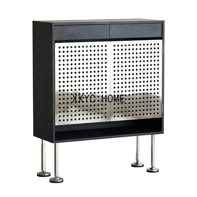 

Modern Simple Entrance Shoe Cabinet Hallway Integrated Folding Solid Wood Ultra-Thin Home Storage Thin Cabinet with Mirror