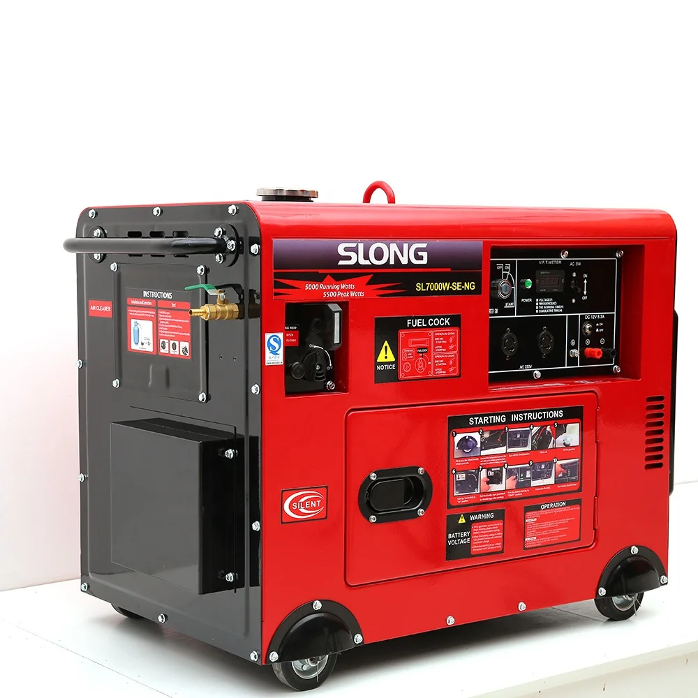 SLONG 1phase  220V 380v 110V silent mobile media car used powered by oline engine 15hp electric  6kw oline generator