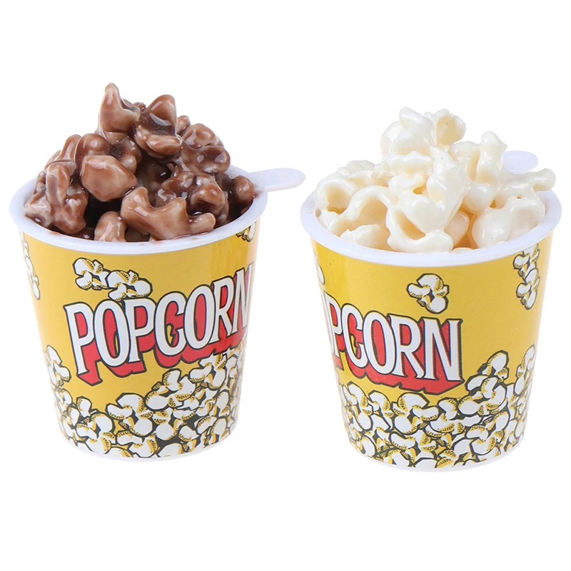 1Pc 1:6 Dollhouse Miniature A Bucket of Popcorn Toy Pretend Play Kitchen Toys