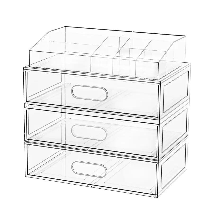 

Многоуровневый органайзер для косметики с выдвижными ящиками, акриловые ящики для хранения 12W, витрина для косметики на туалетный столик или ванную комнату, Beaut