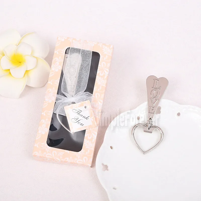 100pcs LOVE Bottle Opener Key Wine Opener Heart Shape Beer Bottle Opener Wedding Favor Gift