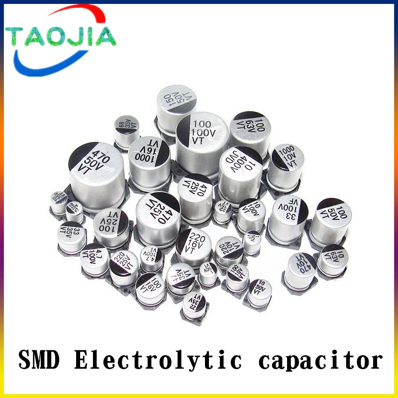 20pcs SMD Electrolytic capacitor aluminum 6.3V 10V 16V 25V 35V 50V 1UF 2.2UF 4.7UF 10UF 47UF 100UF 220UF 330UF 470UF 680UF