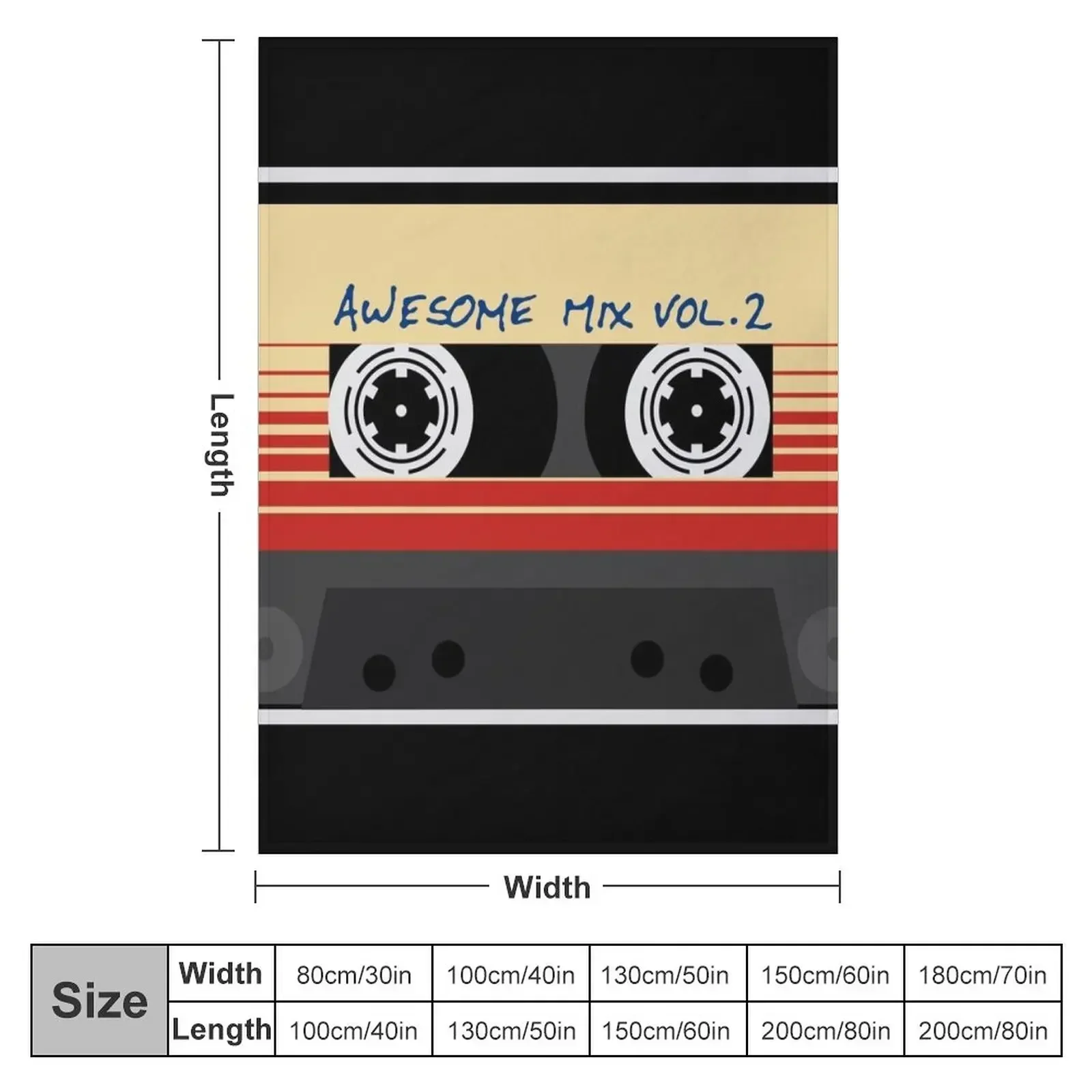 Awesome, Mixtape Vol 2, Cassette, Retro, Throw Blanket funny gift Sleeping Bag Thermal Hair Blankets