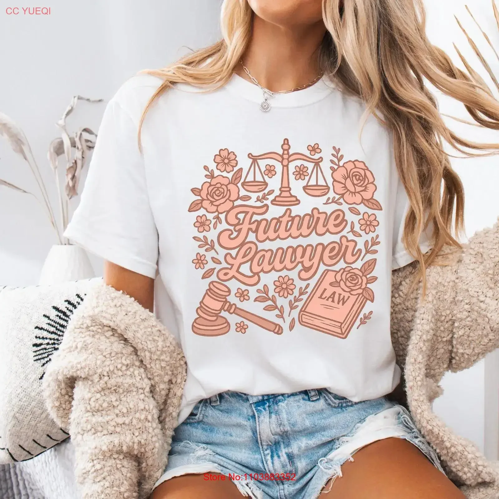 T-shirt teint en pièce Future Lawyer, pour diplômé(e) de droit, étudiante en droit, style streetwear vintage délavé avec motif graphique