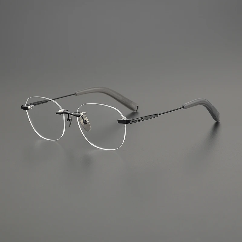 Quality Acetate Titanium Square glasses frame DTX-425 Business elite men's frameless glasses can be customized Lens