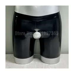 Handmade sexy Latex Shorts Male Rubber Cock Hole w Back Zip Shorts Men's Latex Panties Sample Style