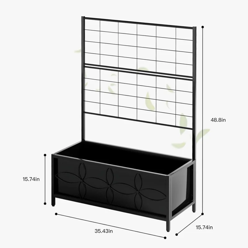Flower bed flower pot box with pergola elevated garden bed courtyard privacy flower pot climbing plant