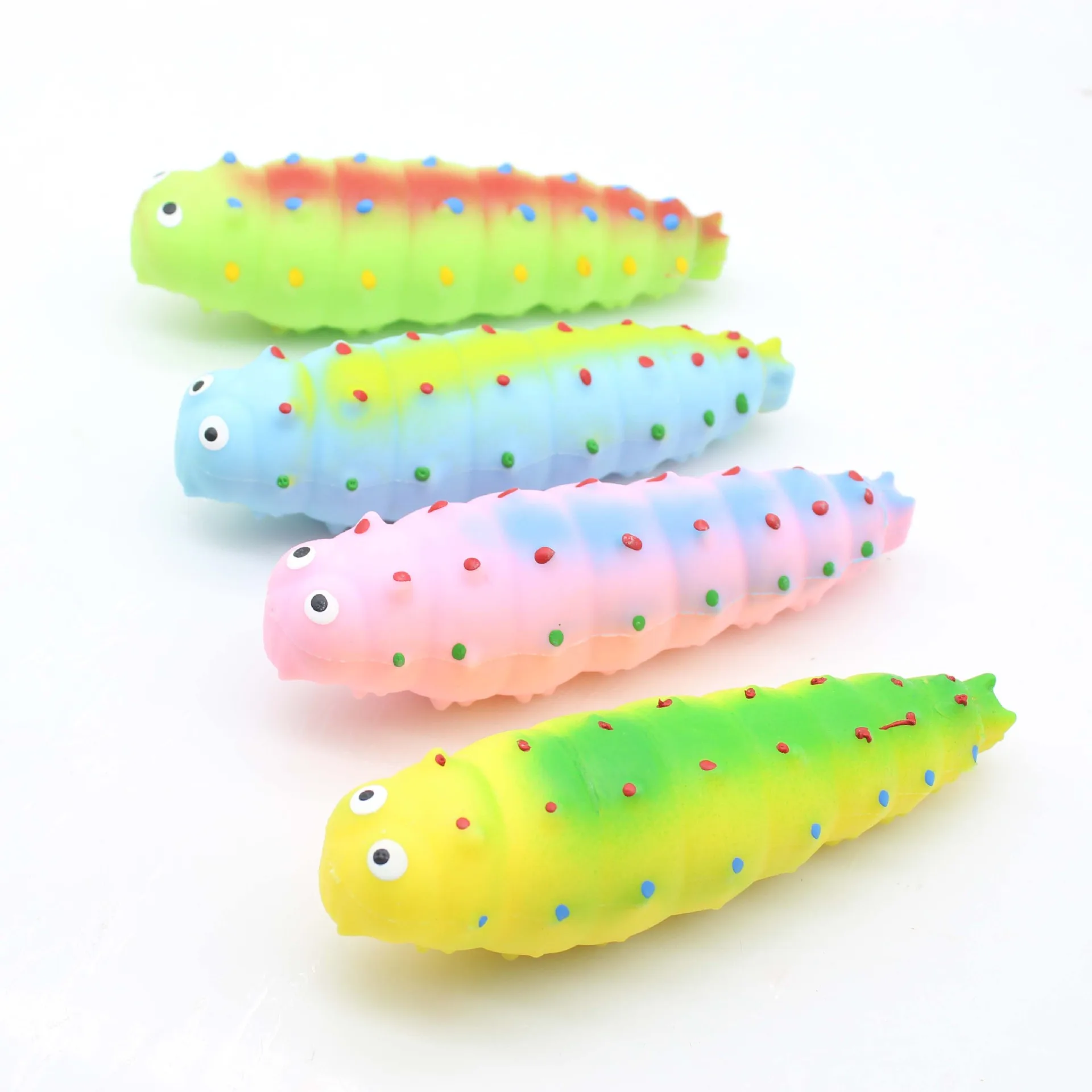 New 1 Pcs Random Color Funny Decompression Toy Lovely Green Caterpillar Tpr Extrusion Spoof Pinch Caterpillar Children\'s Toys