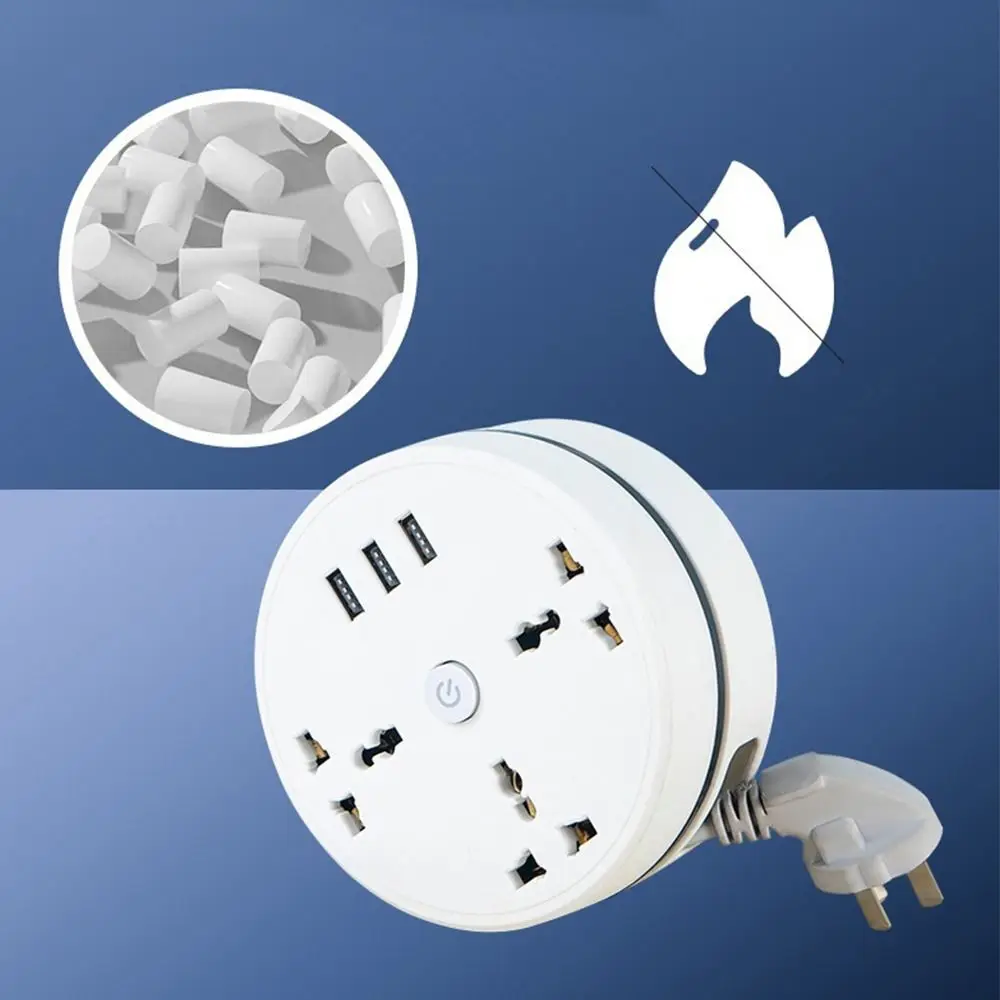 Draagbare ABS Universele Stekkerdoos Ronde 2500 W 10A Stekkerdoos Plug Wit 3 Socket Verlengsocket Thuis