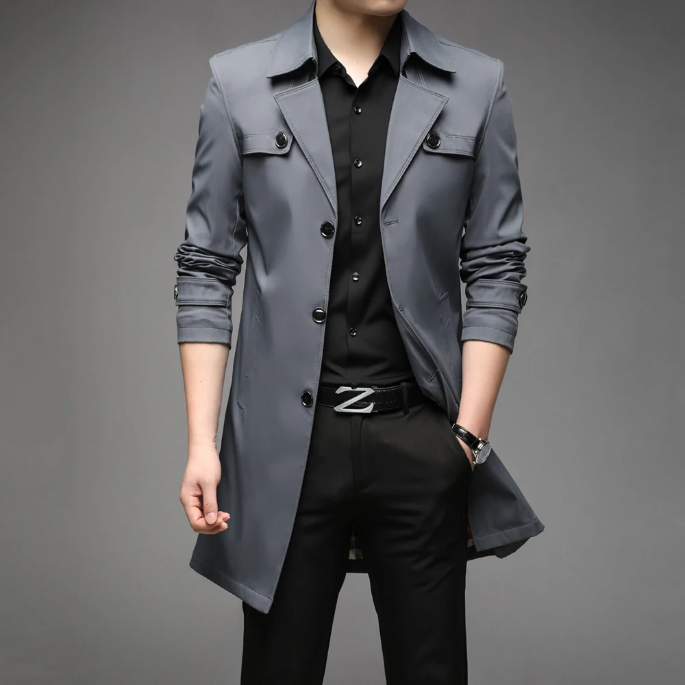 Thoshine Brand Spring Autumn Men Trench Coats Long Superior Quality Male Fashion Jackets Smart Casual Plus Size 6XL