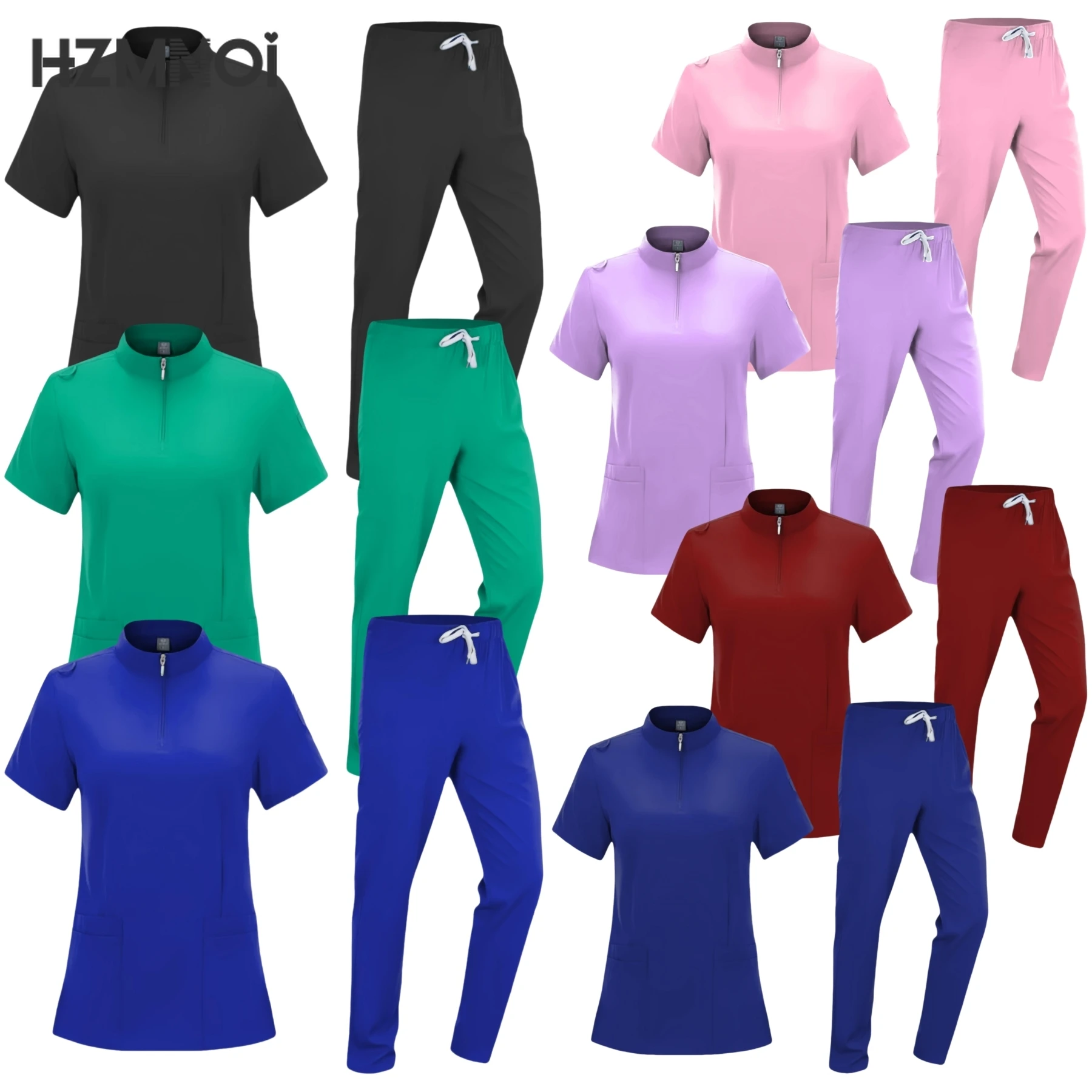 

Tops+pant Medical Uniform Surgery Scrubs Shirt Short Sleeve Pet Shop Doctor Nurse Nursing Uniform Set Women Workwear Scrub