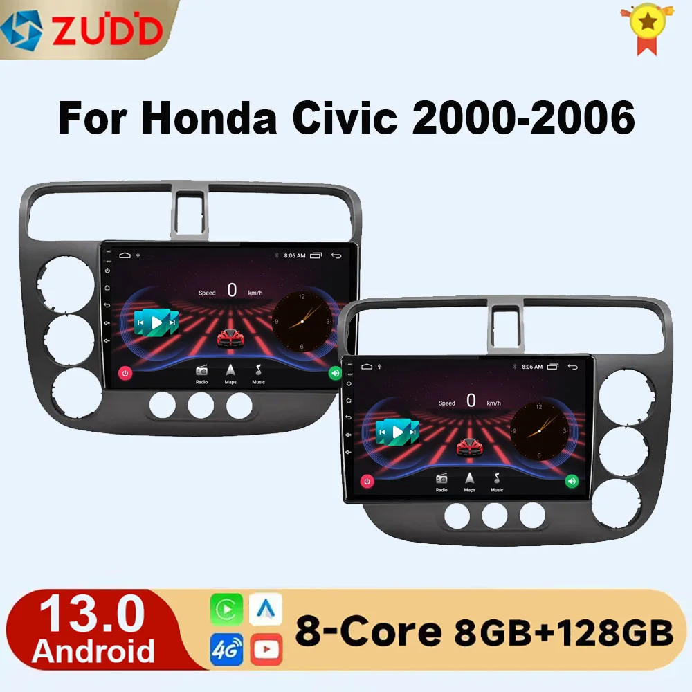 

DSP Android 13 Car Radio For Honda Civic 2000-2006 GPS Navigation Multimedia Autoradio Player Carplay Auto BT Head Unit