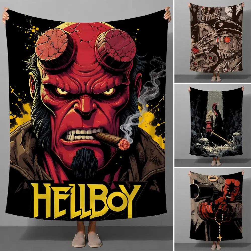 Comic H-Hellboy Dark Horse Horror Throw Soft Flannel Throw Blanket for Couch Bed Sofa Warm Cozy Lightweight All Season