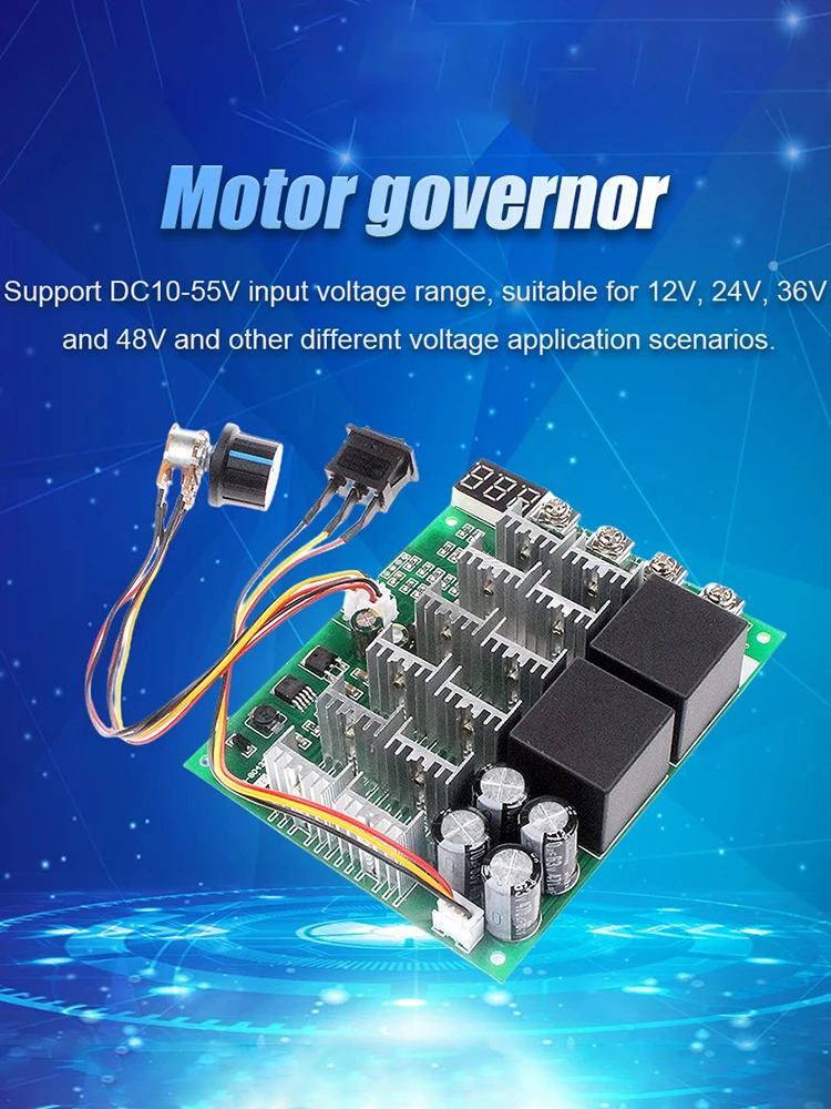 

Цифровой преобразователь напряжения DC10V-55V (вход/выход) с дисплеем, регулятор скорости 60А, 12В/24В/36В/48В, макс. 100А, с поворотной ручкой-переключателем