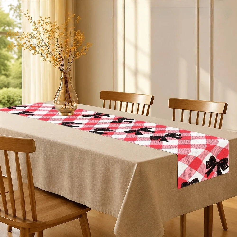 Plaid Bow Table Runner 1 Pack Daily Household Table Runner Table Arrangement