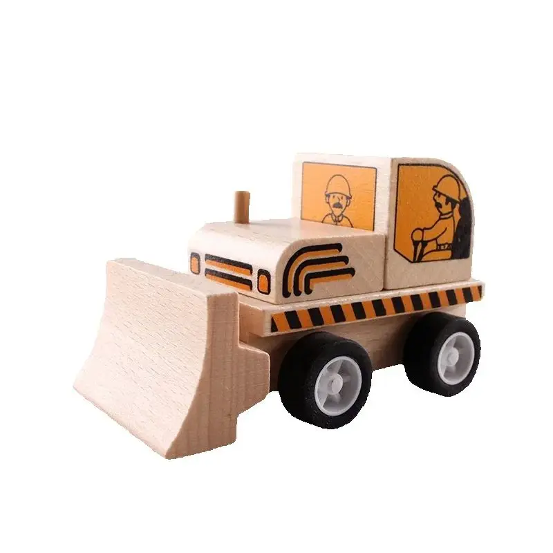Educatieve houten bouwvoertuig speelgoedset voor kinderen DIY-montage traagheidsvrachtwagen graafmachine mixer roller dumper