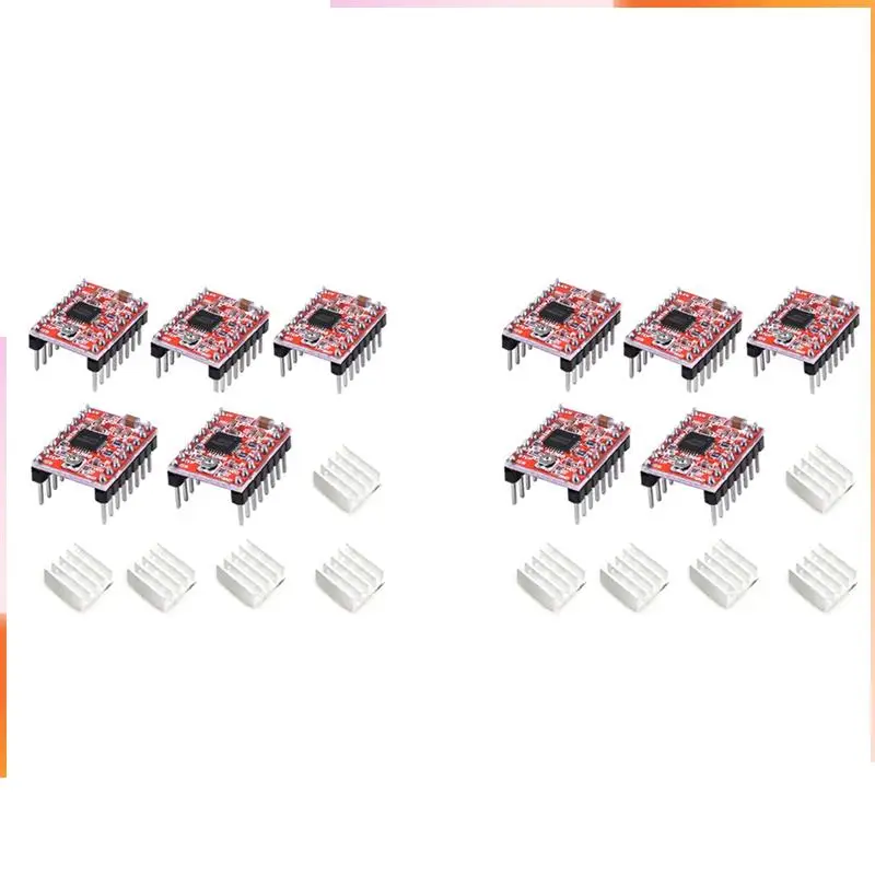 A92Z 10Pcs A4988 Stepstick Stepper Motor Driver Module With Heat Sink For 3D Printer Reprap Suitable