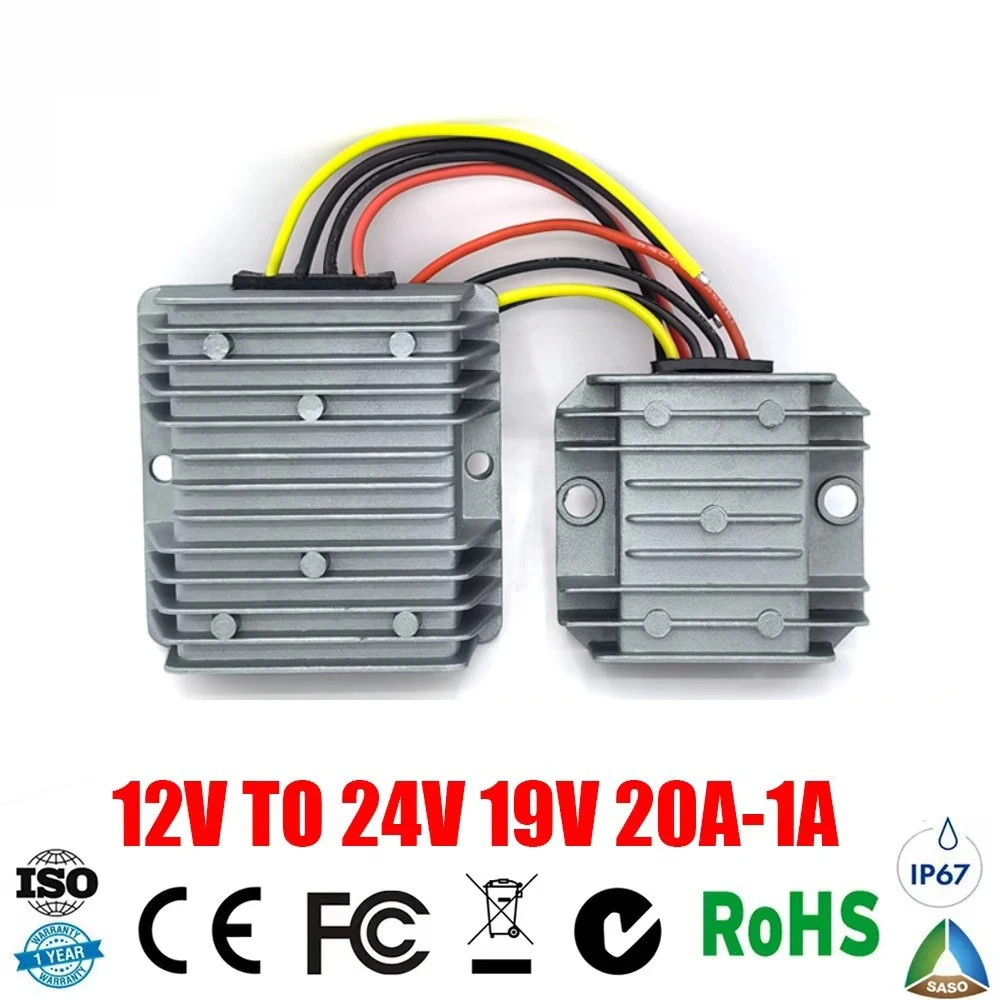 12 Volts to 24 Volts19V 20A-1A DC DC Boost Step Up 12V to 24V Converter Power Supply Voltage Regulator DC for Car Laptop Charger