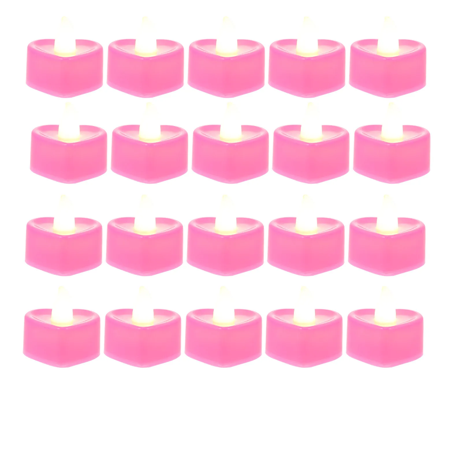 24Pcs Heart Shaped LED Electronic Lamps Romantic Flameless Electric Decorative Lights Battery Powered