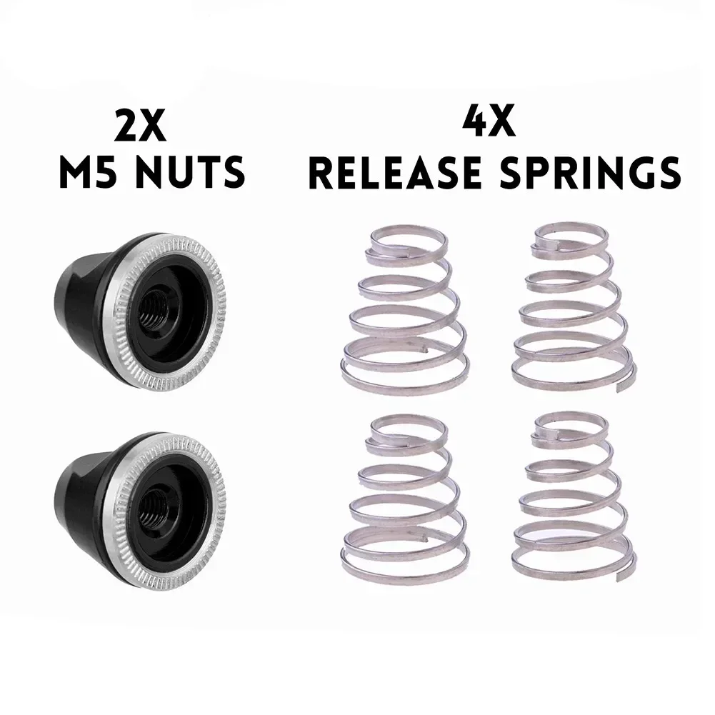 4pcs Quick Release Bike Wheel Skewer Hubs Spring + 2pcs M5 QR Screw Cap Nut Axle Bolt Mountain Anti-slip Bike Parts Accessories