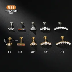 1Pc G23 Titanium 16G Ear Tragus CZ Crystal Labret Ring Cartilage Helix Piercing Body Jewelry