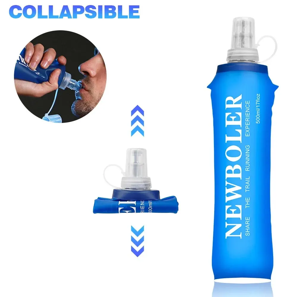 NEWBOLER 250ml 500ml Water Bottle TPU Folding Soft Flask Sport Water Bottle Water Bag Collapsible Water Bottle Running Camping