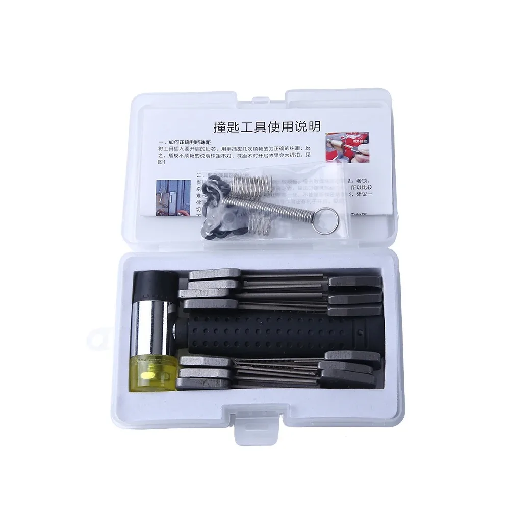 13pcs Stainless Steel Bump Keys with Hammer Set Professional PadlockShims Locksmith Supplies Repair Tools
